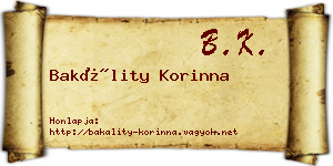 Bakálity Korinna névjegykártya